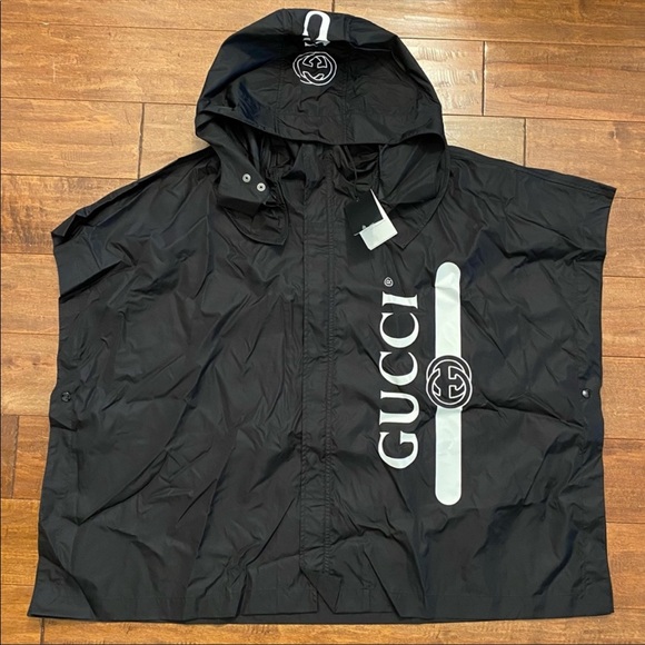 Gucci Black Windbreaker Rain Jacket Poncho One Size - Picture 4 of 16